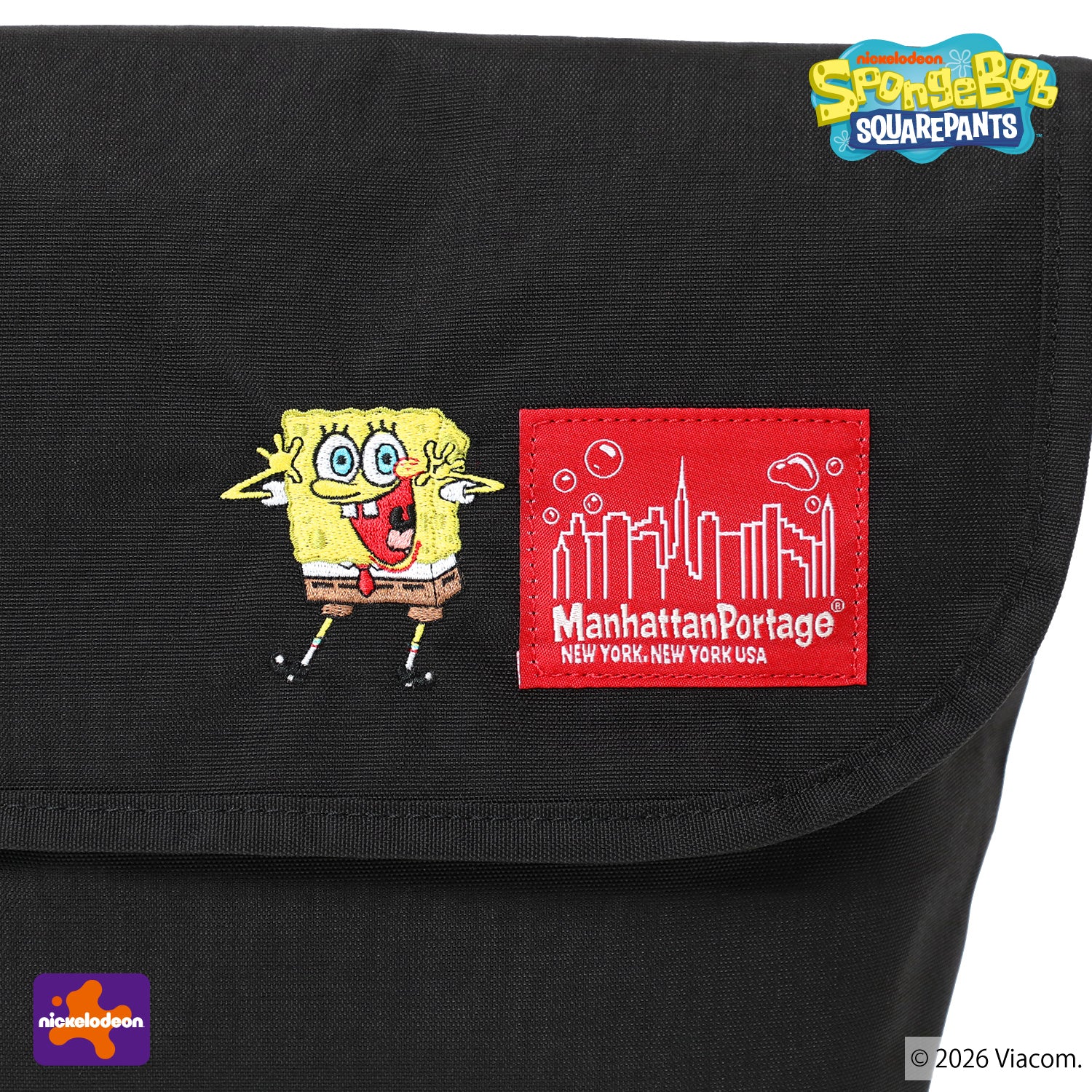 SpongeBob × ManhattanPortage NYLON MESSENGER BAG JR (SM) BP W/DIV MGNT 500D CORDURA