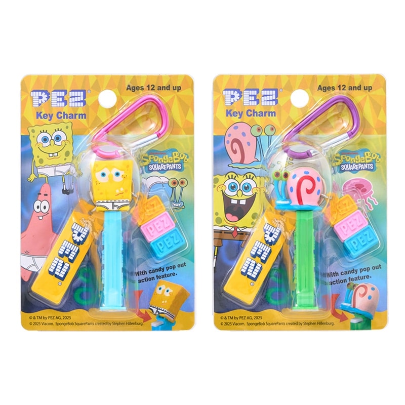 スポンジ・ボブ PEZ ペッツ カラビナキーリング　スポンジ・ボブ/ゲイリー