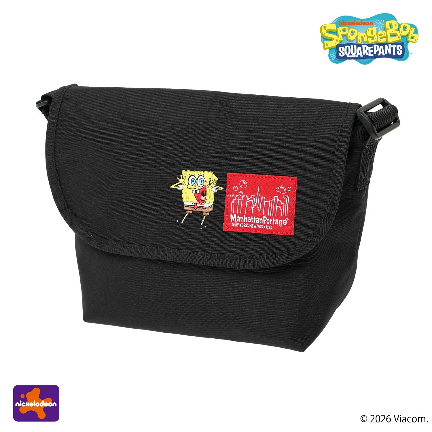 SpongeBob × ManhattanPortage NYLON MESSENGER BAG JR (SM) BP W/DIV MGNT 500D CORDURA